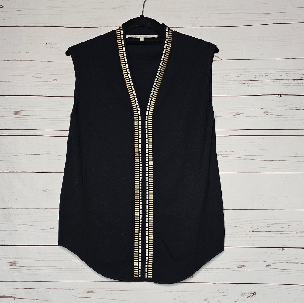 RACHEL Rachel Roy Black Embellished Beaded Sleeveless Top